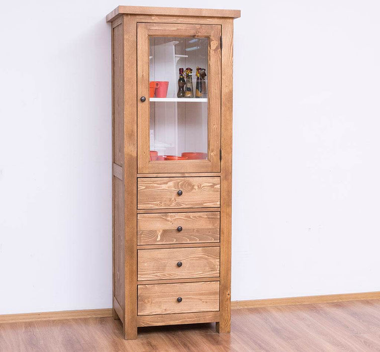 Hochschrank aus Massivholz mit Glastür - Küchenschrank -