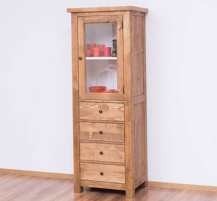 Hochschrank aus Massivholz mit Glastür - Küchenschrank -