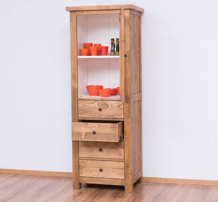 Hochschrank aus Massivholz mit Glastür - Küchenschrank -