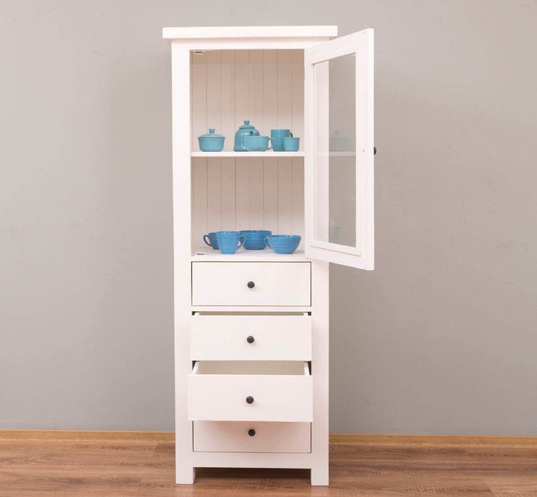 Hochschrank aus Massivholz mit Glastür - Küchenschrank -