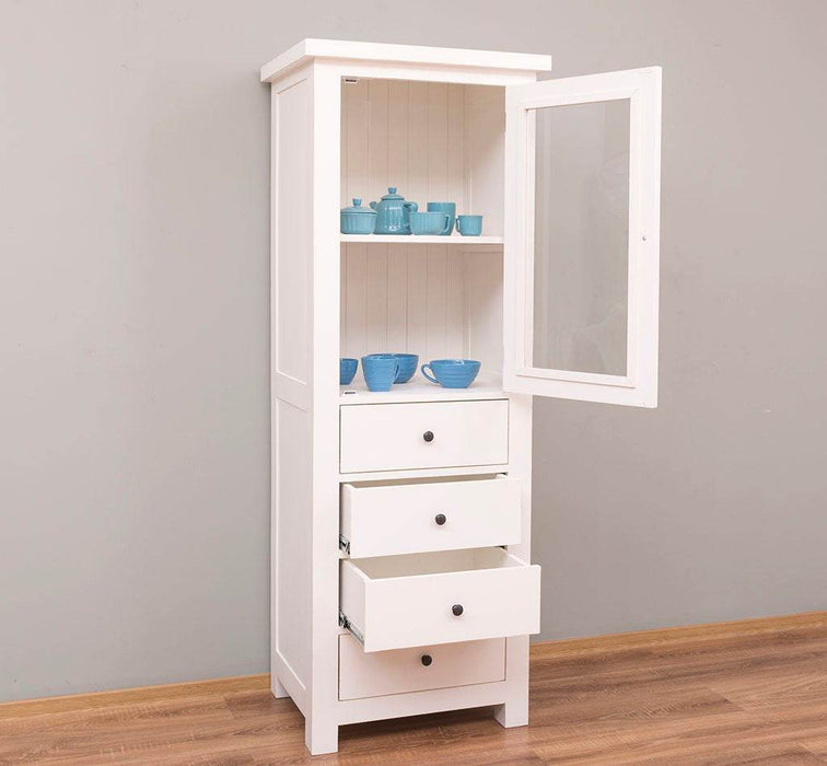 Hochschrank aus Massivholz mit Glastür - Küchenschrank -