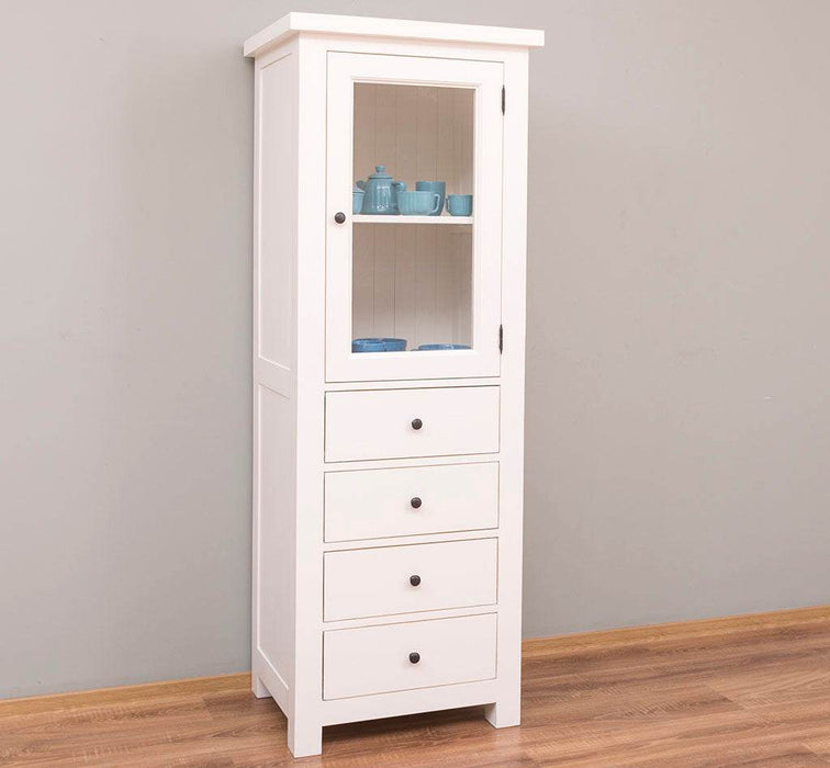 Hochschrank aus Massivholz mit Glastür - Küchenschrank -