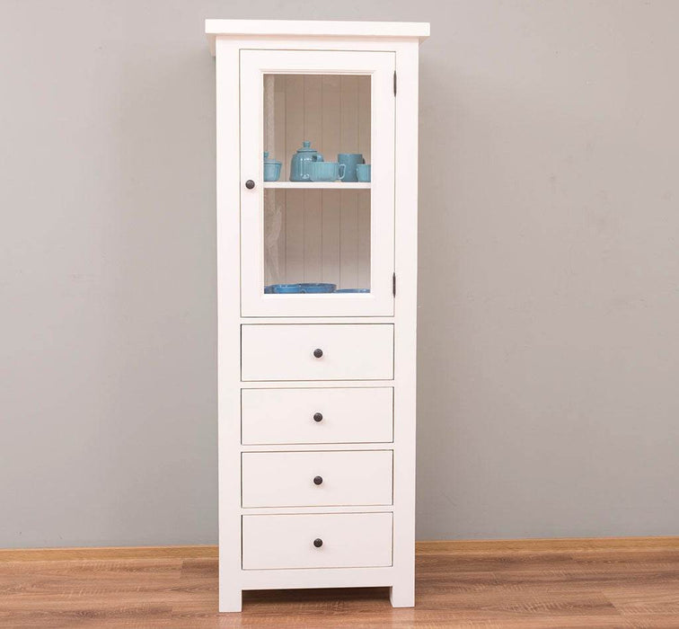 Hochschrank aus Massivholz mit Glastür - Küchenschrank -