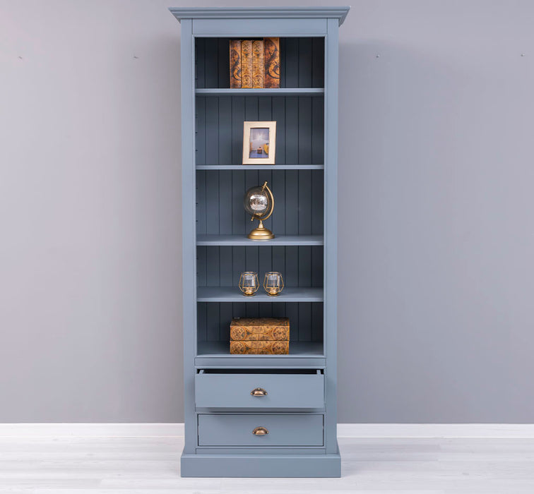 Hochschrank aus Massivholz mit Schubladen - Bücherregal