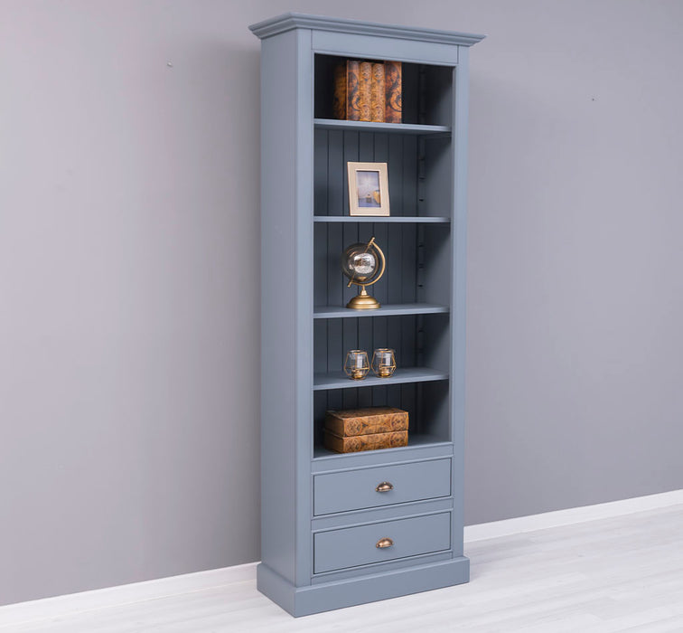 Hochschrank aus Massivholz mit Schubladen - Bücherregal