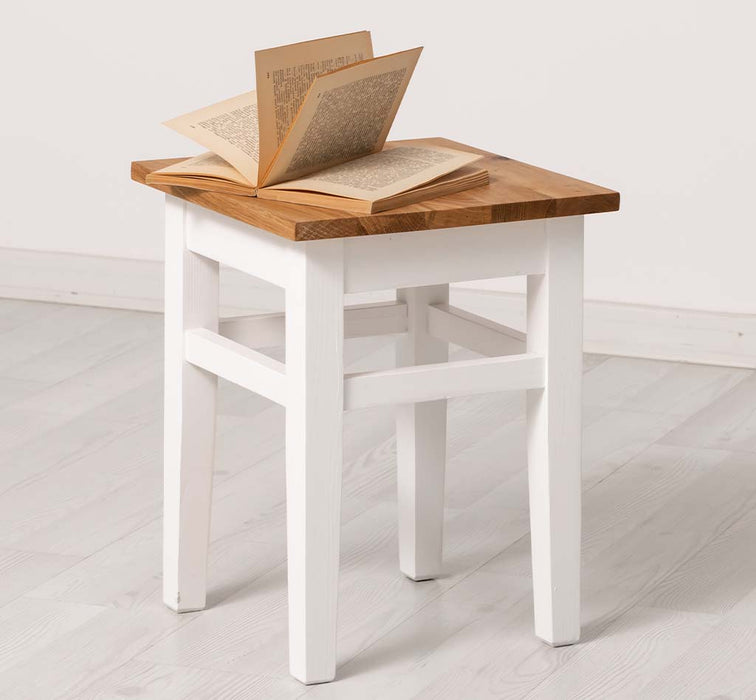 Hocker aus Massivholz mit Sitzfläche aus Eiche