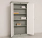 Kleiderschrank aus Massivholz mit Lamellentüren und externem Verschluss