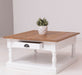 Kleiner Couchtisch aus Massivholz im Landhausstil mit Schublade -