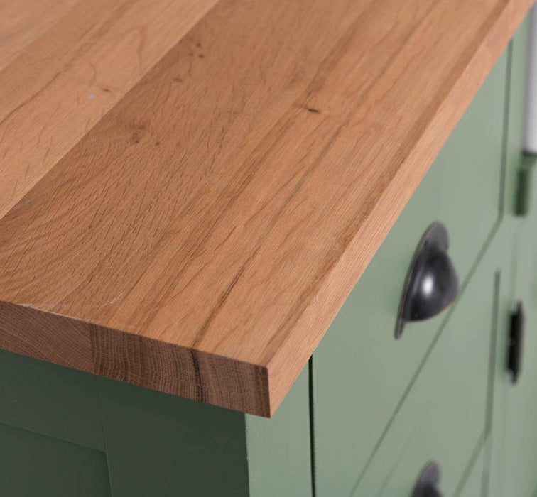 Kleines Küchenset - Spültisch aus Massivholz mit Eichenplatte | Mit Spülbecken und Hängeschrank -