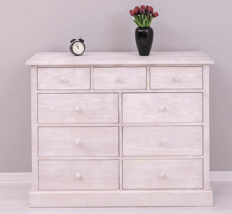 Kommode aus Massivholz | Sideboard mit 9 Schubladen - Gebürstet