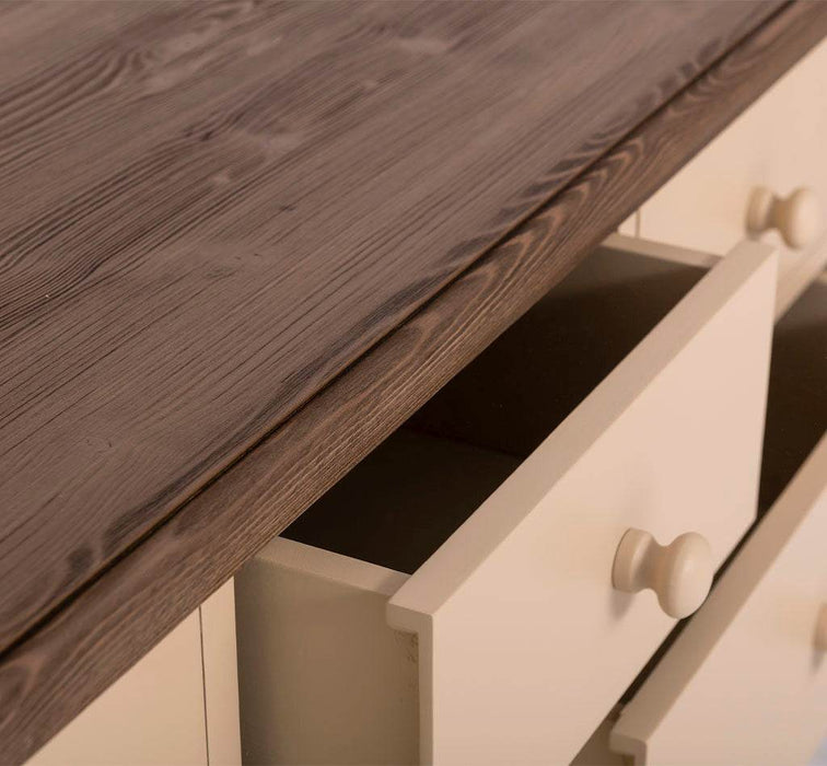 Kommode aus Massivholz | Sideboard mit 9 Schubladen - Schwarz - Grün