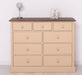 Kommode aus Massivholz | Sideboard mit 9 Schubladen - Geflammt gebürstet - Beige