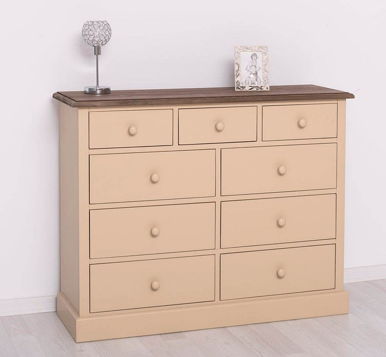 Kommode aus Massivholz | Sideboard mit 9 Schubladen - Schwarz - Grün
