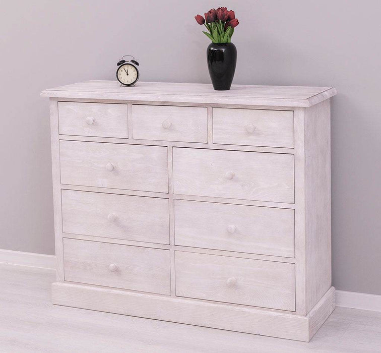 Kommode aus Massivholz | Sideboard mit 9 Schubladen - Schwarz - Grün