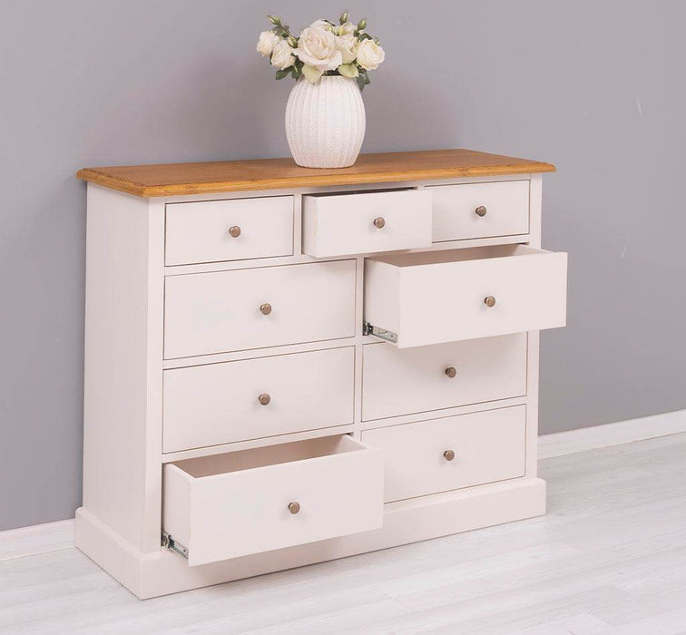 Kommode aus Massivholz | Sideboard mit 9 Schubladen - Schwarz - Grün