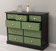 Kommode aus Massivholz | Sideboard mit 9 Schubladen - Schwarz - Grün