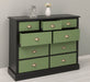 Kommode aus Massivholz | Sideboard mit 9 Schubladen - Schwarz - Grün