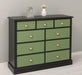 Kommode aus Massivholz | Sideboard mit 9 Schubladen - Schwarz - Grün
