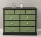 Kommode aus Massivholz | Sideboard mit 9 Schubladen - Schwarz - Grün