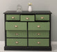 Kommode aus Massivholz | Sideboard mit 9 Schubladen - Schwarz - Grün