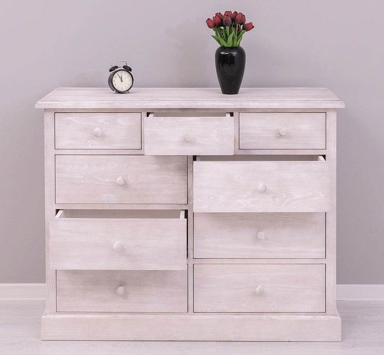 Kommode aus Massivholz | Sideboard mit 9 Schubladen - Schwarz - Grün
