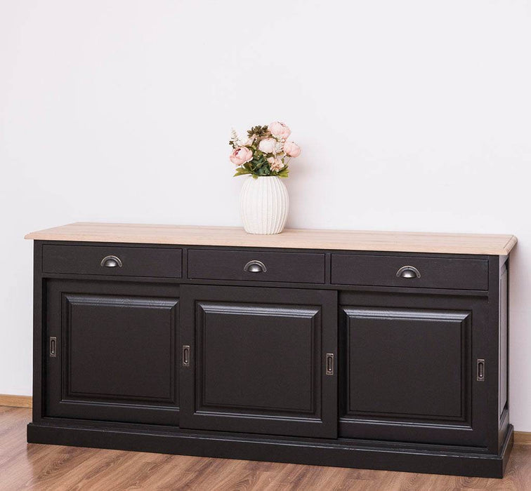 Kommode aus Massivholz | Sideboard mit 3 Schubladen und 3 Schiebetüren -