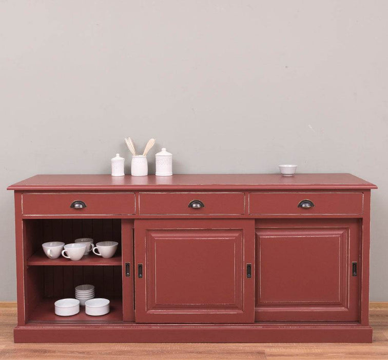 Kommode aus Massivholz | Sideboard mit 3 Schubladen und 3 Schiebetüren -