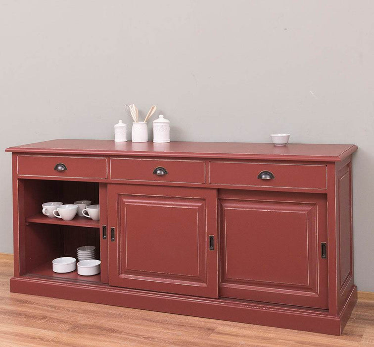 Kommode aus Massivholz | Sideboard mit 3 Schubladen und 3 Schiebetüren -