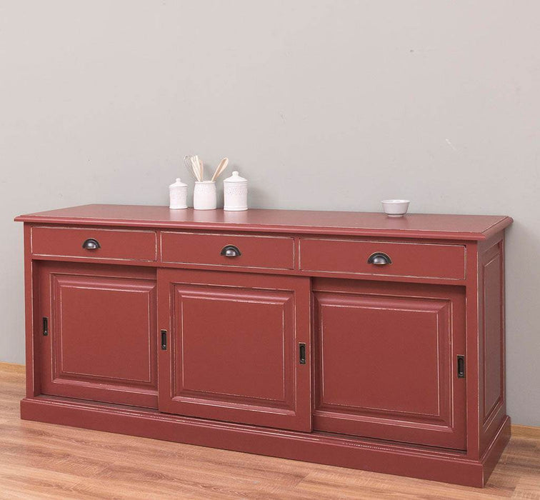 Kommode aus Massivholz | Sideboard mit 3 Schubladen und 3 Schiebetüren -