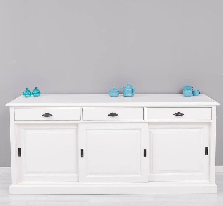 Kommode aus Massivholz | Sideboard mit 3 Schubladen und 3 Schiebetüren -