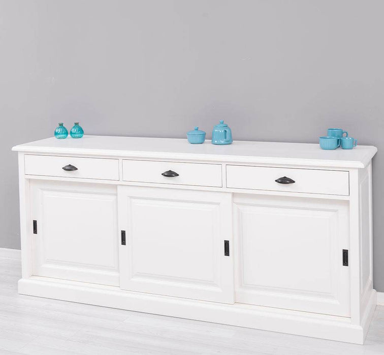 Kommode aus Massivholz | Sideboard mit 3 Schubladen und 3 Schiebetüren -