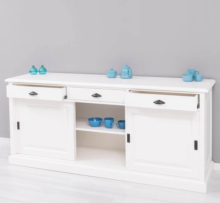 Kommode aus Massivholz | Sideboard mit 3 Schubladen und 3 Schiebetüren -