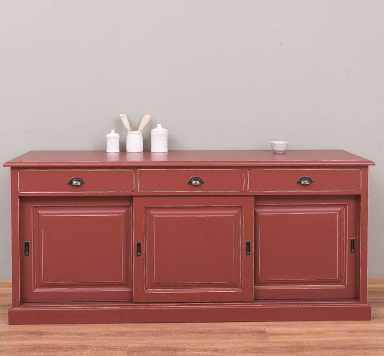 Kommode aus Massivholz | Sideboard mit 3 Schubladen und 3 Schiebetüren -