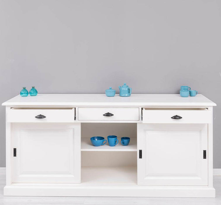 Kommode aus Massivholz | Sideboard mit 3 Schubladen und 3 Schiebetüren -