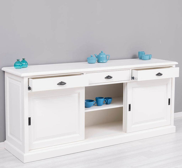 Kommode aus Massivholz | Sideboard mit 3 Schubladen und 3 Schiebetüren -