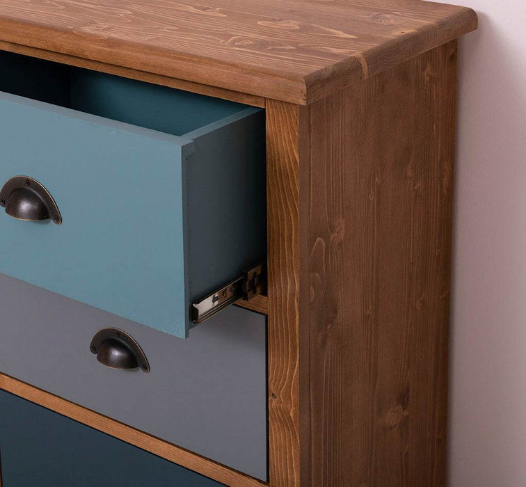 Kommode 100 aus Massivholz mit 6 Schubladen - Pinie gewachst - Multi