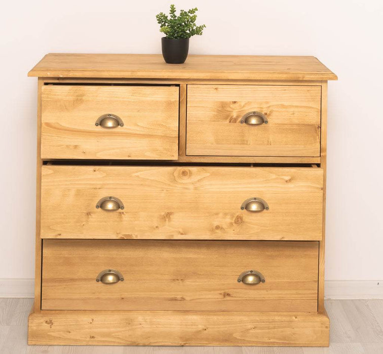 Kommode aus Massivholz mit fünf Schubladen in verschiedenen Farben - Vintage Grün