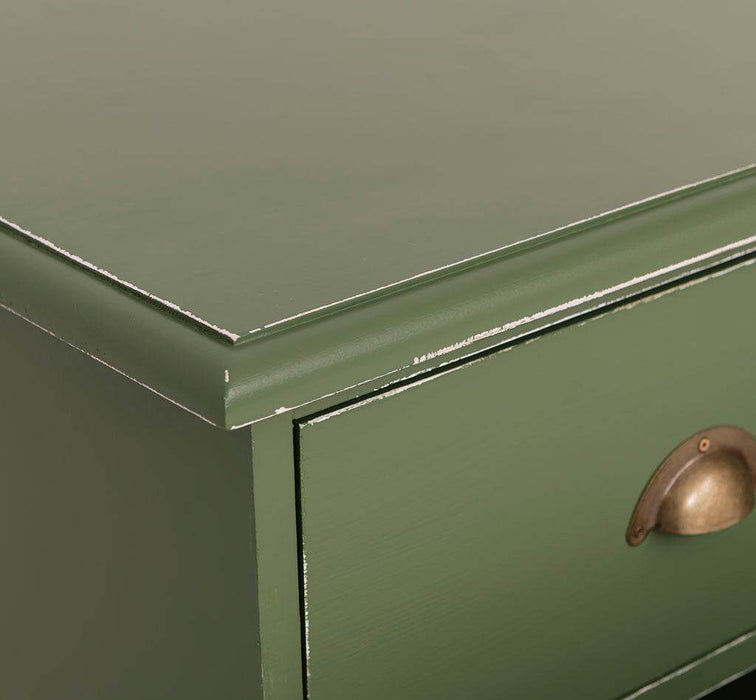 Kommode aus Massivholz mit fünf Schubladen in verschiedenen Farben - Vintage Grün