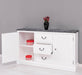 Kommode mit Lamellentüren | Sideboard aus Massivholz - Gebürstet - Altweiß