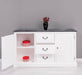 Kommode mit Lamellentüren | Sideboard aus Massivholz - Gebürstet - Altweiß