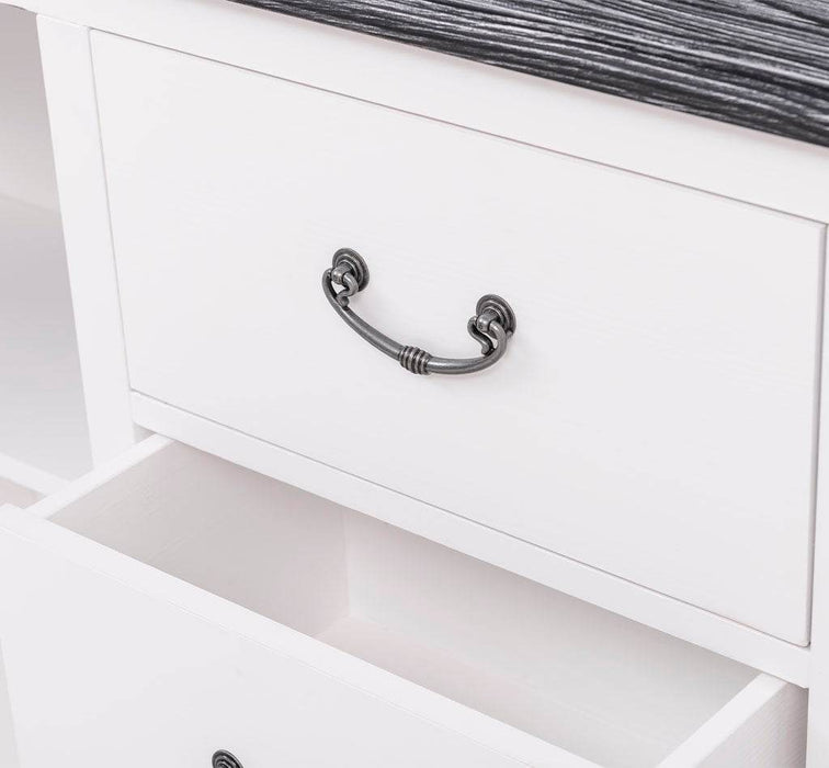 Kommode mit Lamellentüren | Sideboard aus Massivholz - Gebürstet - Altweiß