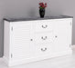 Kommode mit Lamellentüren | Sideboard aus Massivholz - Gebürstet - Altweiß