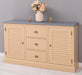 Kommode mit Lamellentüren | Sideboard aus Massivholz - Gebürstet - Altweiß