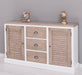 Kommode mit Lamellentüren | Sideboard aus Massivholz - Gebürstet - Altweiß
