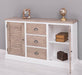 Kommode mit Lamellentüren | Sideboard aus Massivholz - Gebürstet - Altweiß