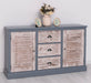 Kommode mit Lamellentüren | Sideboard aus Massivholz - Gebürstet - Altweiß