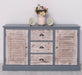 Kommode mit Lamellentüren | Sideboard aus Massivholz - Blaugrau - Gebürstet