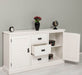 Kommode mit Lamellentüren | Sideboard aus Massivholz - Gebürstet - Altweiß