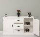 Kommode mit Lamellentüren | Sideboard aus Massivholz - Gebürstet - Altweiß