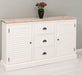 Kommode mit Lamellentüren | Sideboard aus Massivholz - Gebürstet - Altweiß
